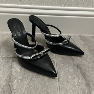 SCHUTZ Black Bow Embellished Heels
